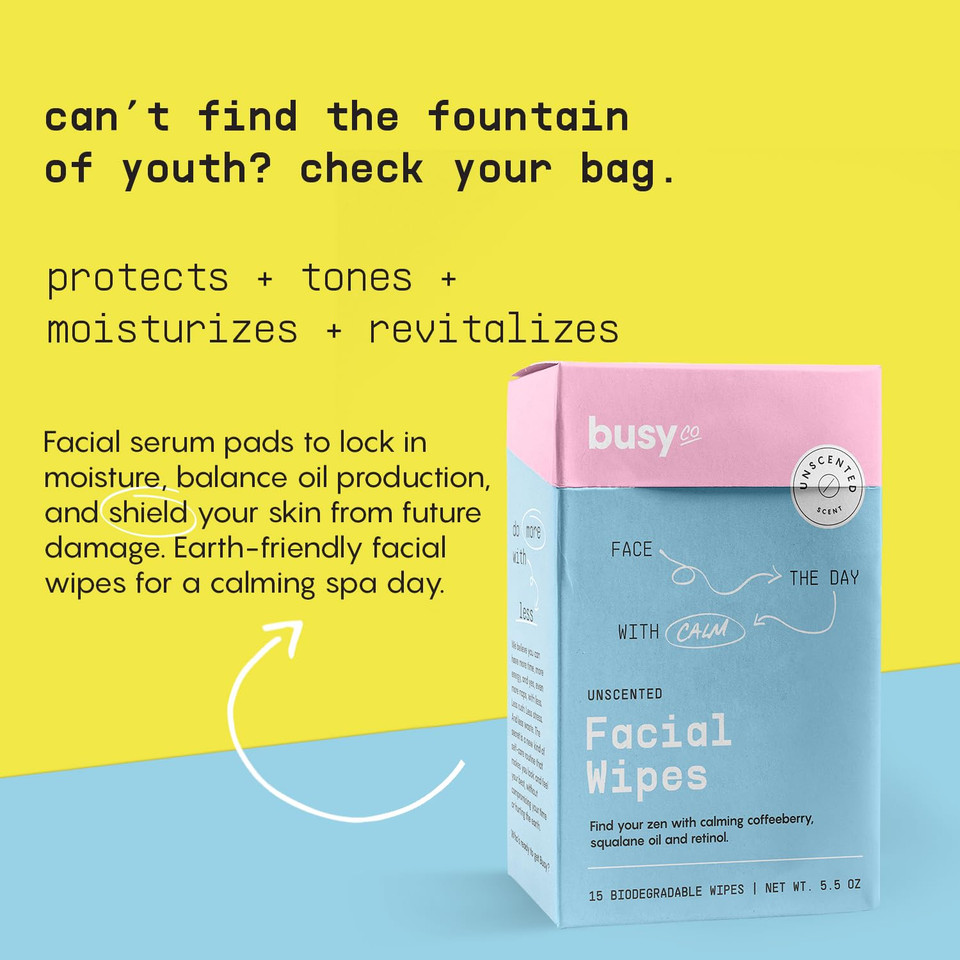 Calm Line Facial Wipes - Brightening Cleaning Wipes, Unscented Moist Towelettes Individually Wrapped - Natural Wipes & Face Wash Cloth For Facial Cleansing With Aha/Bha, Clover And Calendula - 15Ct