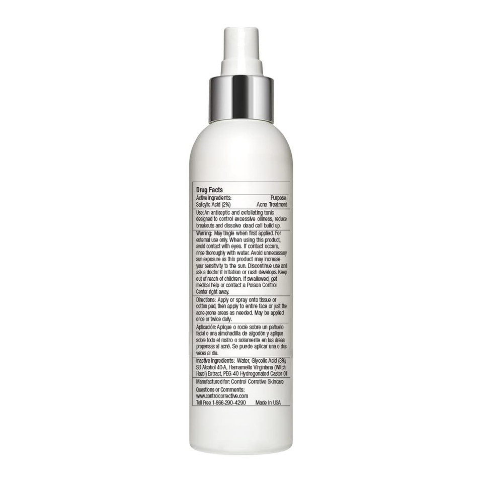Control Corrective Exfo Tonic Acne Treatment, 6.7 Fl Oz - Exfoliating Toner, Helps Clear Up Breakouts & Kill Bacteria, Active Tonic For Oily Skin, Glycolic And Salicylic Acids, Tingling, Exfoliates