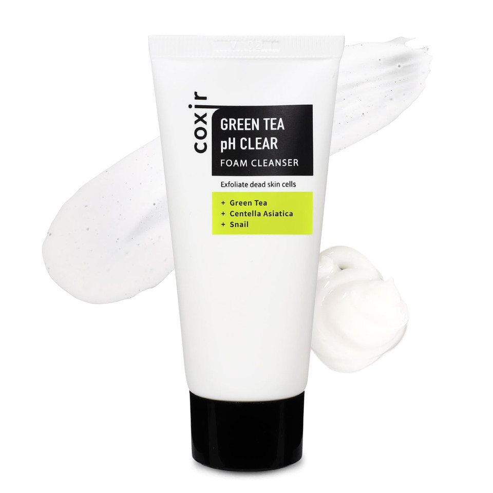 Coxir Greentea Ph Clear Foam Cleanser 1.01 Fl.Oz L Low Ph Formula Facial Washes With Gentle Exfoliating L Deep Cleanses Pores And Remove Dead Skin Cells On Skin