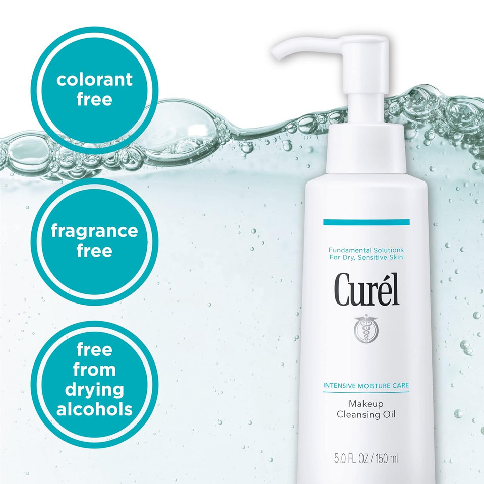 Curel Japanese Skin Care Makeup Cleansing Oil For Face, Oil-Based Makeup Remover For Dry, Sensitive Skin, Fragrance Free Facial Cleansing Oil, 5 Oz