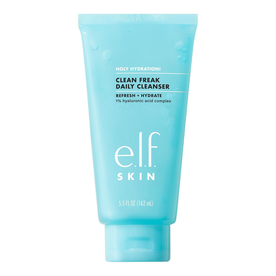 E.L.F. Skin Holy Hydration! Clean Freak Daily Cleanser Mini, Gentle Hydrating Face Cleanser, Made With Hyaluronic Acid, Vegan & Cruelty-Free, 1 Fl Oz