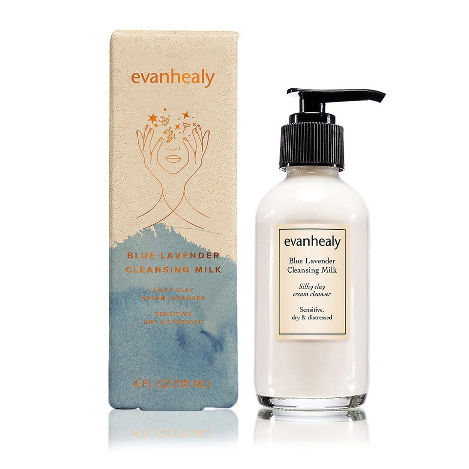 Evanhealy Blue Lavender Cleansing Milk | Soothe & Calm Reactive Skin | Moisturizing Gentle Deep Clean For Sensitive Skin