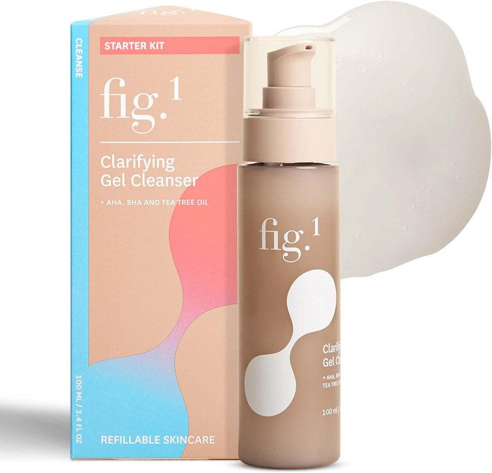 Fig.1 Clarifying Gel Cleanser  Aha Bha Tea Tree Oil Formula For Oily & Sensitive Skin Face Wash, Deep Pore Cleansing, Dermatologist-Tested For Acne Prone, Vegan & Refillable Skincare Solution, 100Ml
