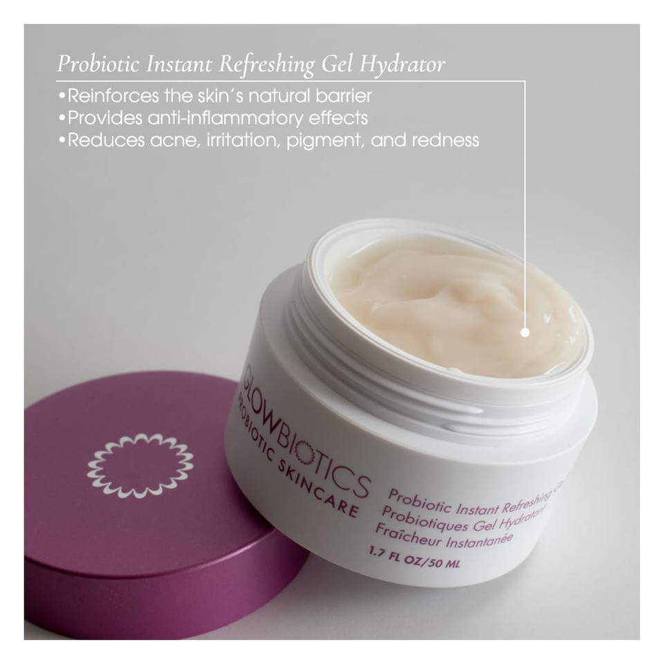 Glowbiotics Probiotic Instant Refreshing Gel Hydrator: Lightweight Moisturizer For Oily Skin, Restores Barrier & Calms Irritation With Vitamin C & Aloe Vera
