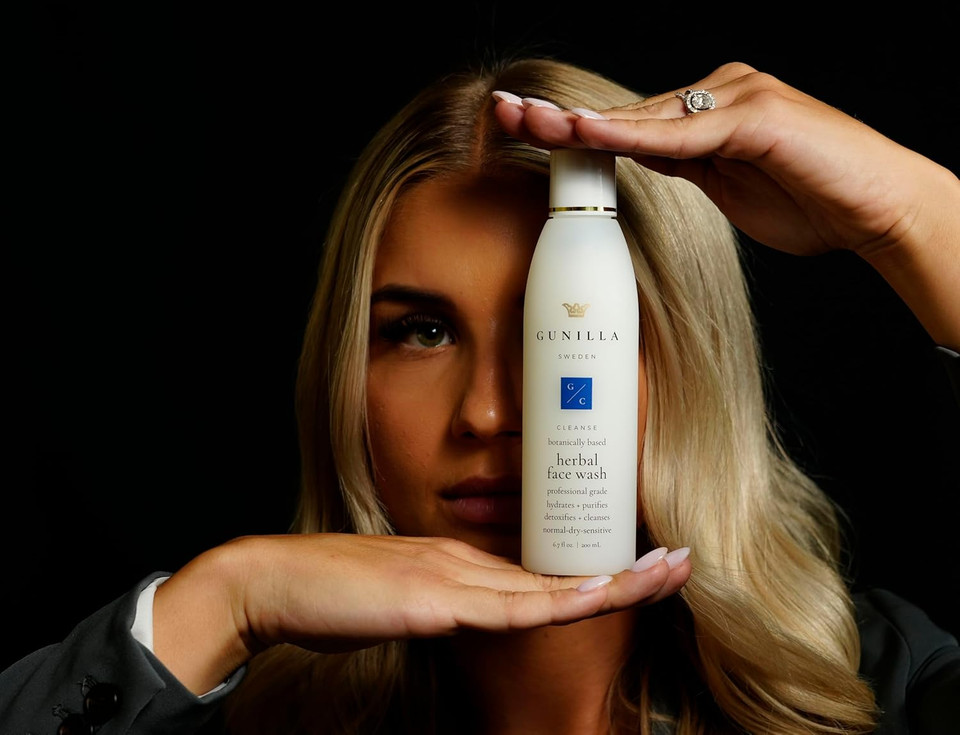 Gunilla Herbal Face Wash - Very Gentle Daily Cream Cleanser For Dry, Normal, Sensitive Skin. Removes Dirt, Oil & Impurities. Plant-Based. Vegan. Natural. Concentrated 4.0 Oz