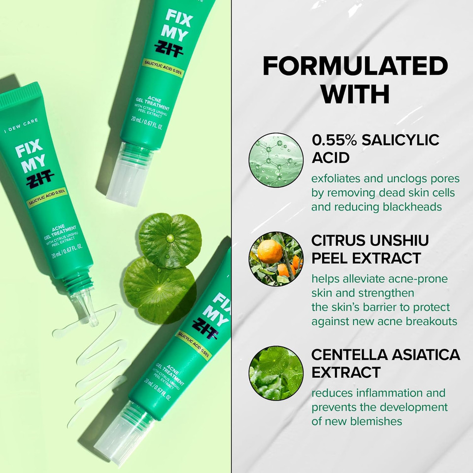 I Dew Care Acne Gel Treatment - Fix My Zit | With 0.55% Salicylic Acid, Spot Treatment, Blemishes & Zits, Pimple Control, Clears Breakouts, For Sensitive Skin, Soothing, 0.67 Fl Oz I Dew Care Acne Gel Treatment - Fix My Zit | With 0.55% Salicylic Acid, Spot Treatment, Blemishes & Zits, Pimple Control, Clears Breakouts, For Sensitive Skin, Soothing, 0.67 Fl Oz