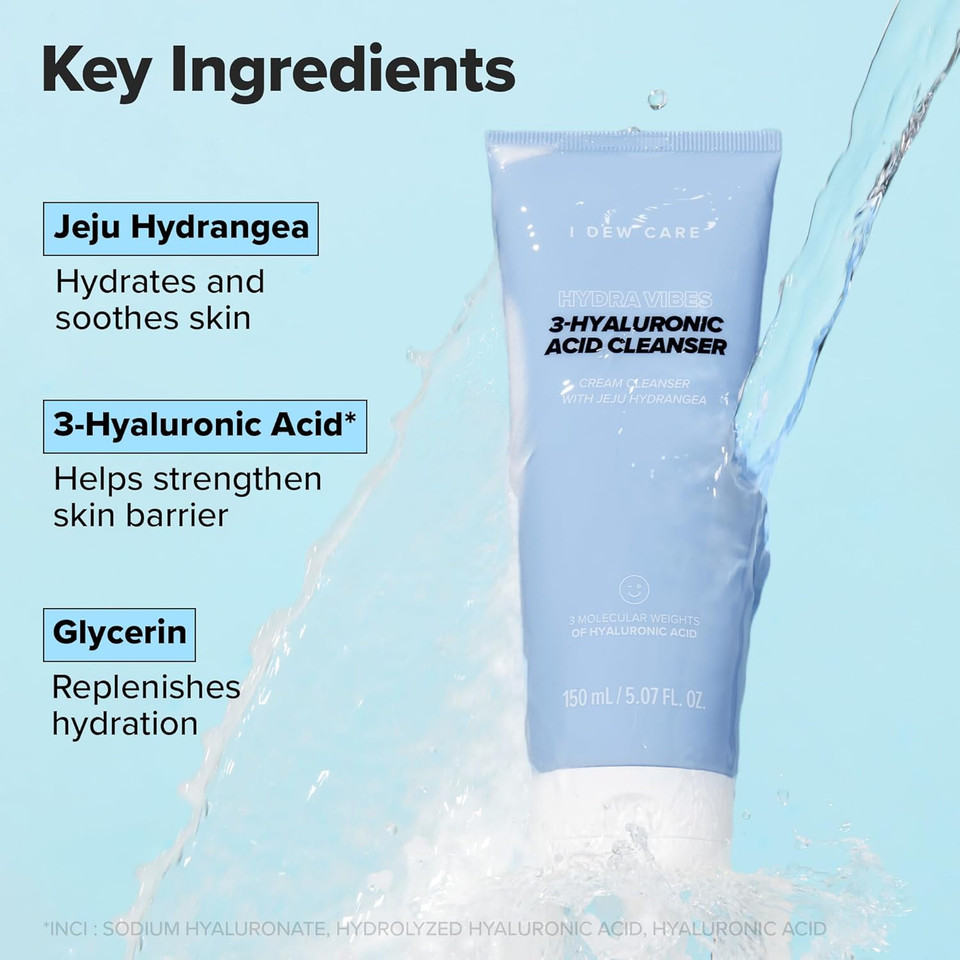 I Dew Care Foam Cleansing - Hydra Vibes 3-Hyaluronic Acid Cleanser | Hyaluronic Acid, Moisturizing, Korean Glass Smoother Skin Care, Vegan, Cruelty-Free, Illuminating, 5.07 Fl Oz I Dew Care Foam Cleansing - Hydra Vibes 3-Hyaluronic Acid Cleanser | Hyaluronic Acid, Moisturizing, Korean Glass Smoother Skin Care, Vegan, Cruelty-Free, Illuminating, 5.07 Fl Oz