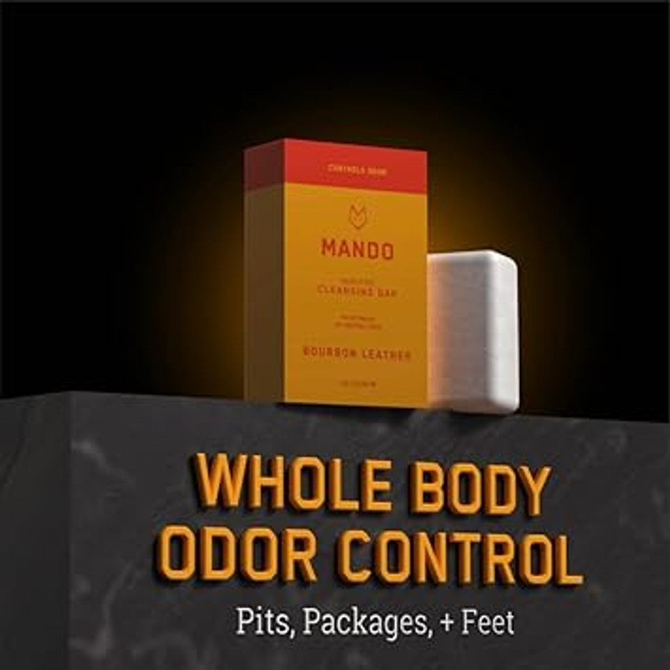 Mando Acidified Cleansing Bar - 24-Hour Odor Control - Removes Odor Better Than Soap - Moisturizing Formula - Sls Free, Paraben Free - Safe For Sensitive Skin - Pro Sport