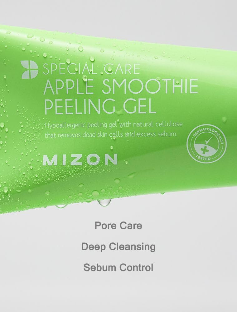 Mizon Apple Smoothie Peeling Gel For Smooth Glowing Skin, Deep Cleansing And Gentle Exfoliation With Natural Elasticity (120Ml, 4.1 Fl Oz)