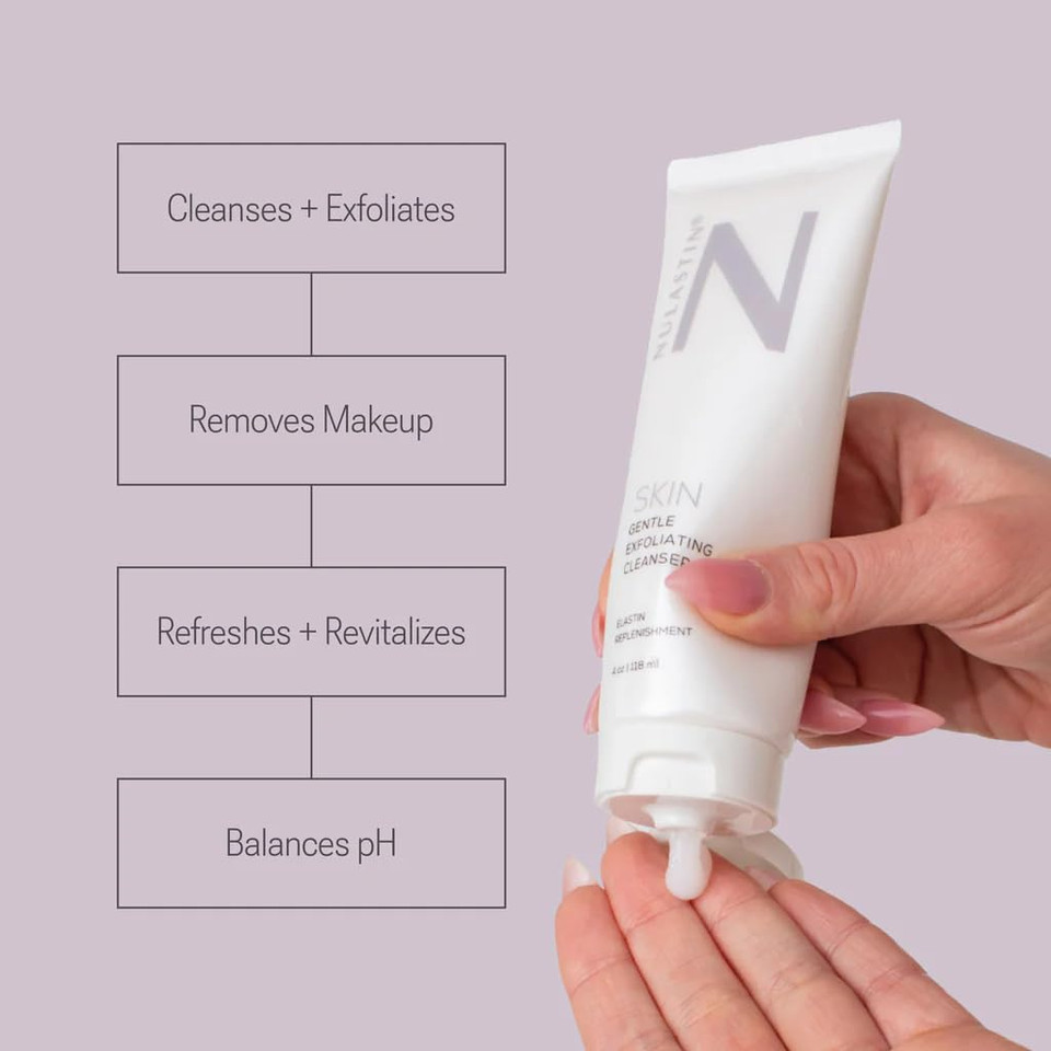 Nulastin Gentle Exfoliating Face Wash For Women & Men - Skin Facial Cleanser - Sulfate-Free, Vegan-Friendly & Cruelty-Free - Melt Makeup & Scrub Impurities Away With Every Wash (4 Oz)