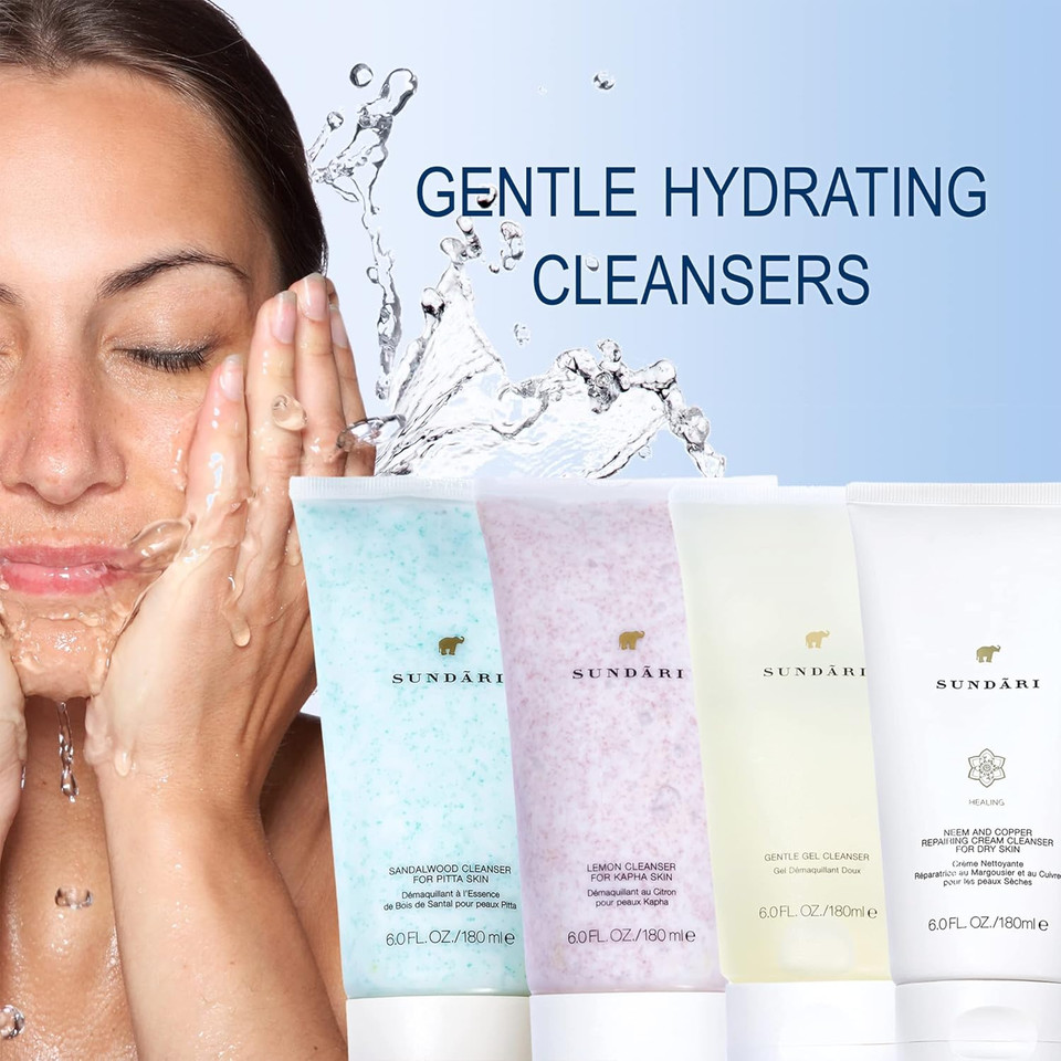 Sundari Gentle Gel Cleanser, 6.0 Fl Oz, Lightly Foaming, Soap-Free, Facial Cleanser, Removes Makeup & Impurities, Refreshes & Softens, Ph Balanced