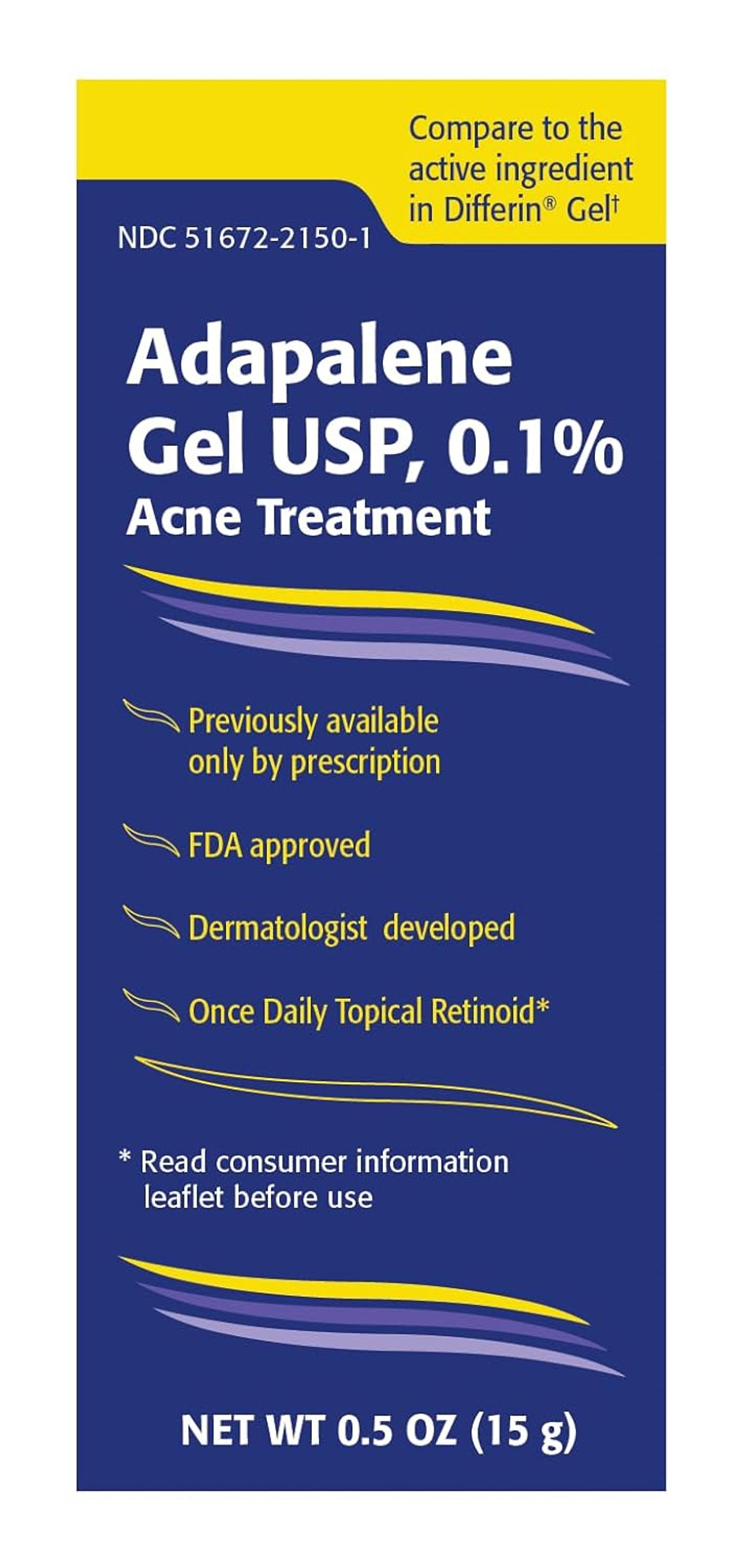 Taro Adapalene 0.1% Usp Gel, Paraben Free, Retinoid Acne-Prone Facial Treatment For Sensitive Skin, Prescription Strenght (0.5)