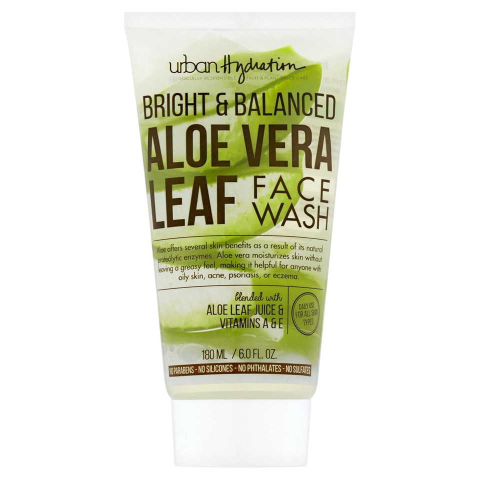Urban Hydration Bright & Balanced Aloe Vera Leaf Face Wash | Gentle, Hydrates, Detoxes, Helps With Acne, Benefits For All Skin Types, Leaves Skin Moisturized And Smooth | 6 Fl Ounce