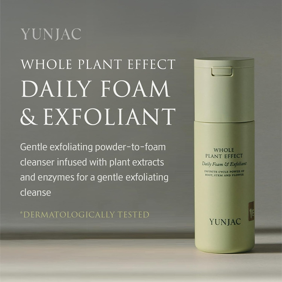Yunjac Whole Plant Effect Daily Foam&Exfoliant(2.82Oz)-Soothing Enzyme-Infused Matcha Exfoliant Suitable For Sensitive Skin. Infused With Oil Or Water,Deeply Cleanses And Soothes Sensitive Skin