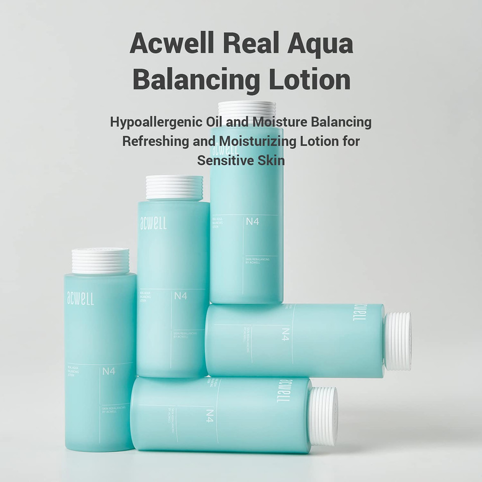 Acwell Real Aqua Balancing Hydrating And Soothing Face Lotion 4.7 Fl.Oz. - Sebum Control And Ph Balancing For Oily And Sensitive Skin, Calms Acne And Blemishes