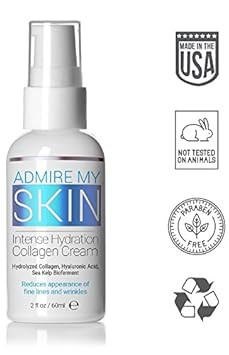 Admire My Skin Collagen Cream Moisturizer For Dry Skin - Hyaluronic Acid Cream - Non Comedogenic Hydrating Cream Eliminates Dull Dry Skin For That Healthy Youthful Glow 2Oz