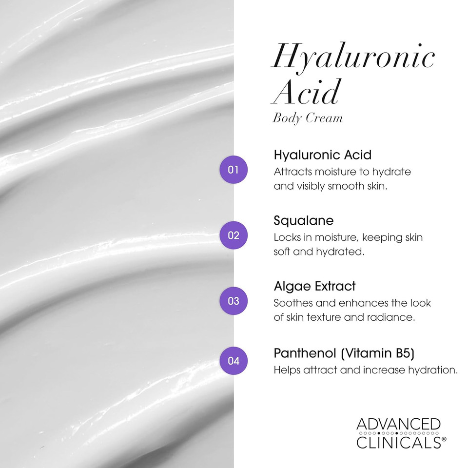 Advanced Clinicals Hyaluronic Acid Face Moisturizer Gel Cream + Hyaluronic Acid Body Cream 2Pc Hydrating Skincare Set For Women & Men To Reduce Appearance Of Dry Skin, Wrinkles, & Fine Lines, 2Pc Set