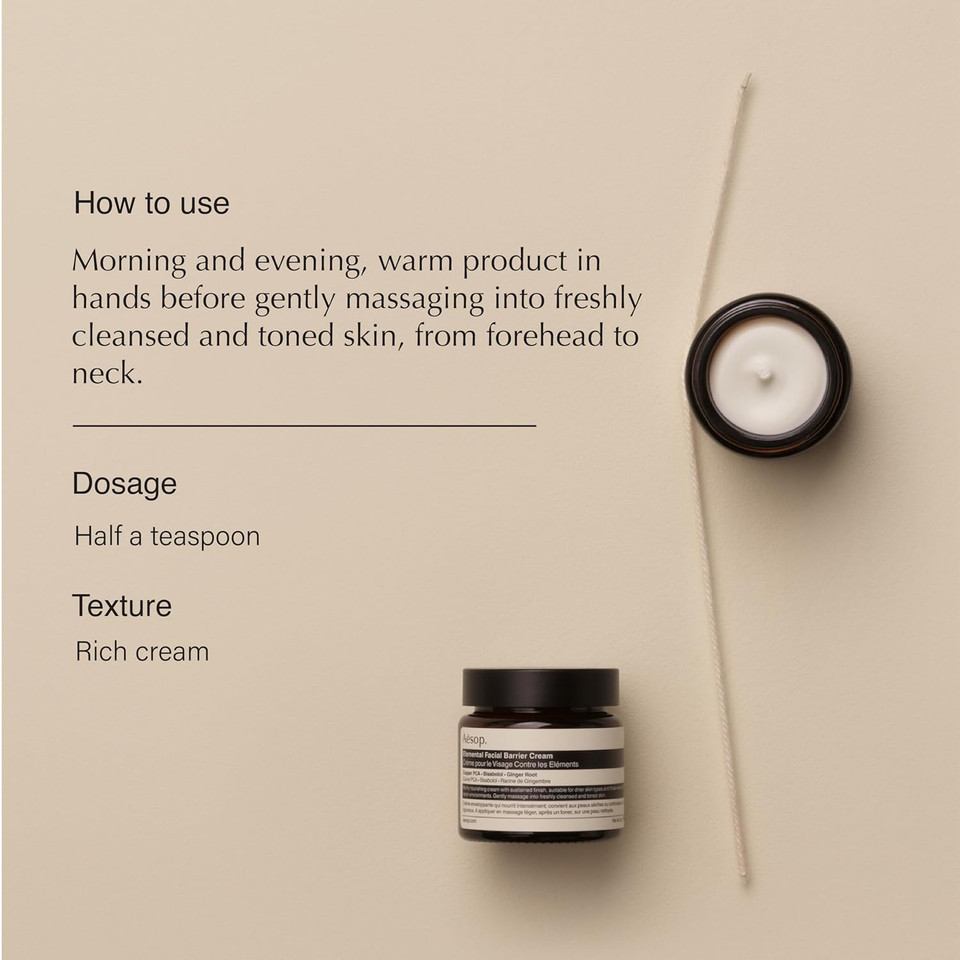 Aesop Element Facial Barrier Cream | Nourishing, Emollient Rich Cream For Dehydrated Skin | Provides Soothing Barrier Protection | 2Oz / 60Ml