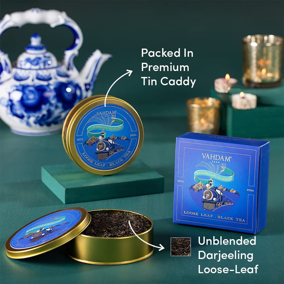 Vahdam, Darjeeling Summer Black Tea Gift Sets (1.7Oz, 25+ Cups) | 100% Pure Loose Leaf Tea, Gluten Free & Non Gmo | Direct From Source | Gifts For Women, Gifts For Men, Gifts For Him/Her