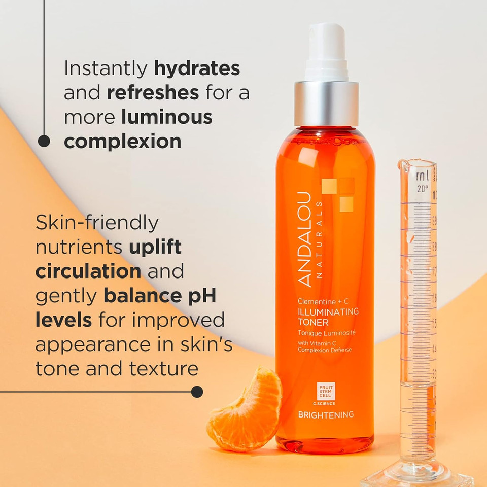 Andalou Naturals, Toner Facial Toner Helps Hydrate Balance Skin Ph For Clear Even Skin, Clementine Plus C, 6 Fl Oz