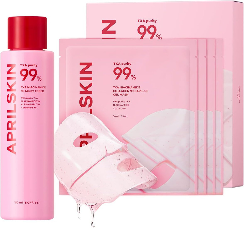 Aprilskin Txa Pink Glass Skincare Duo: Txa Niacinamide 99 Pink Milky Toner And Txa Capsule Gel Mask (4Ea)