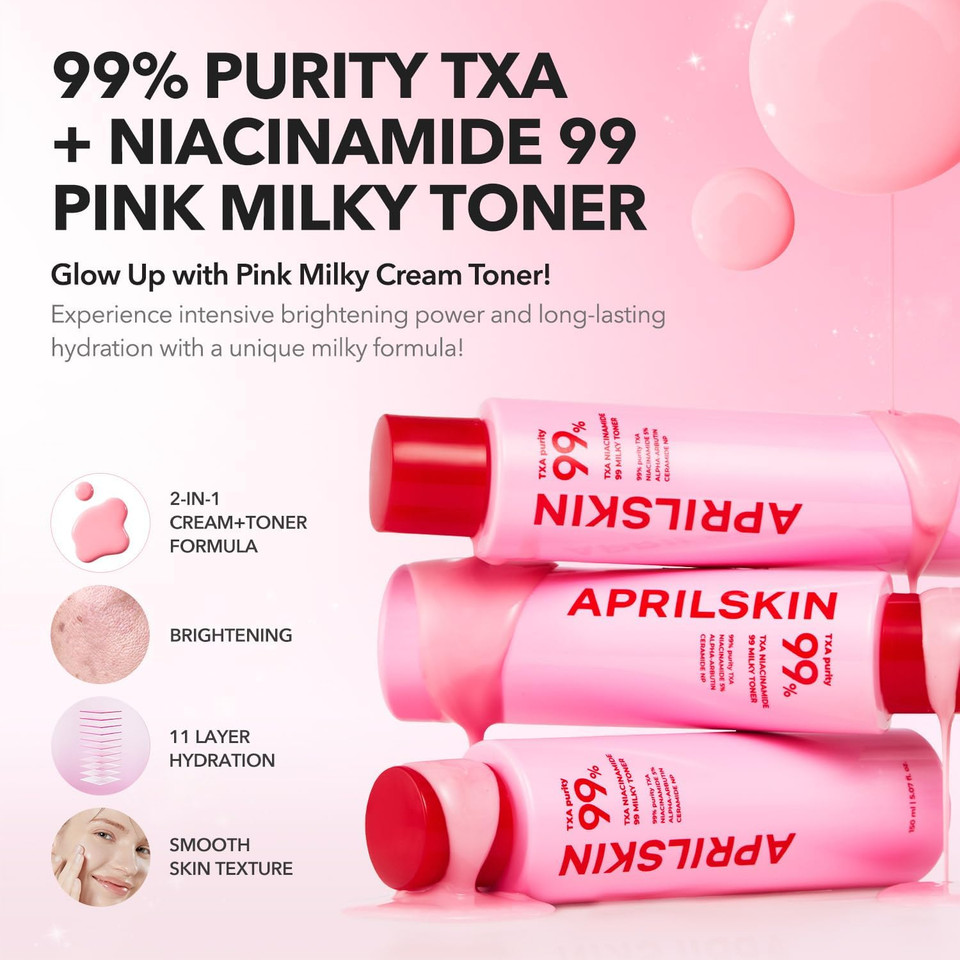 Aprilskin Txa Pink Glass Skincare Duo: Txa Niacinamide 99 Pink Milky Toner And Txa Capsule Gel Mask (4Ea)