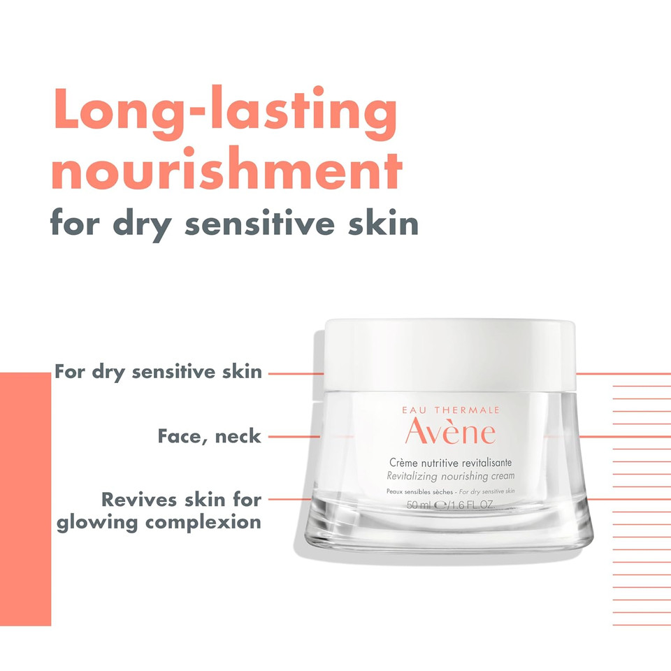 Avène Revitalizing Nourishing Cream, Ultra Nourishing Face Moisturizer, Non-Comedogenic 1.6 Fl Oz