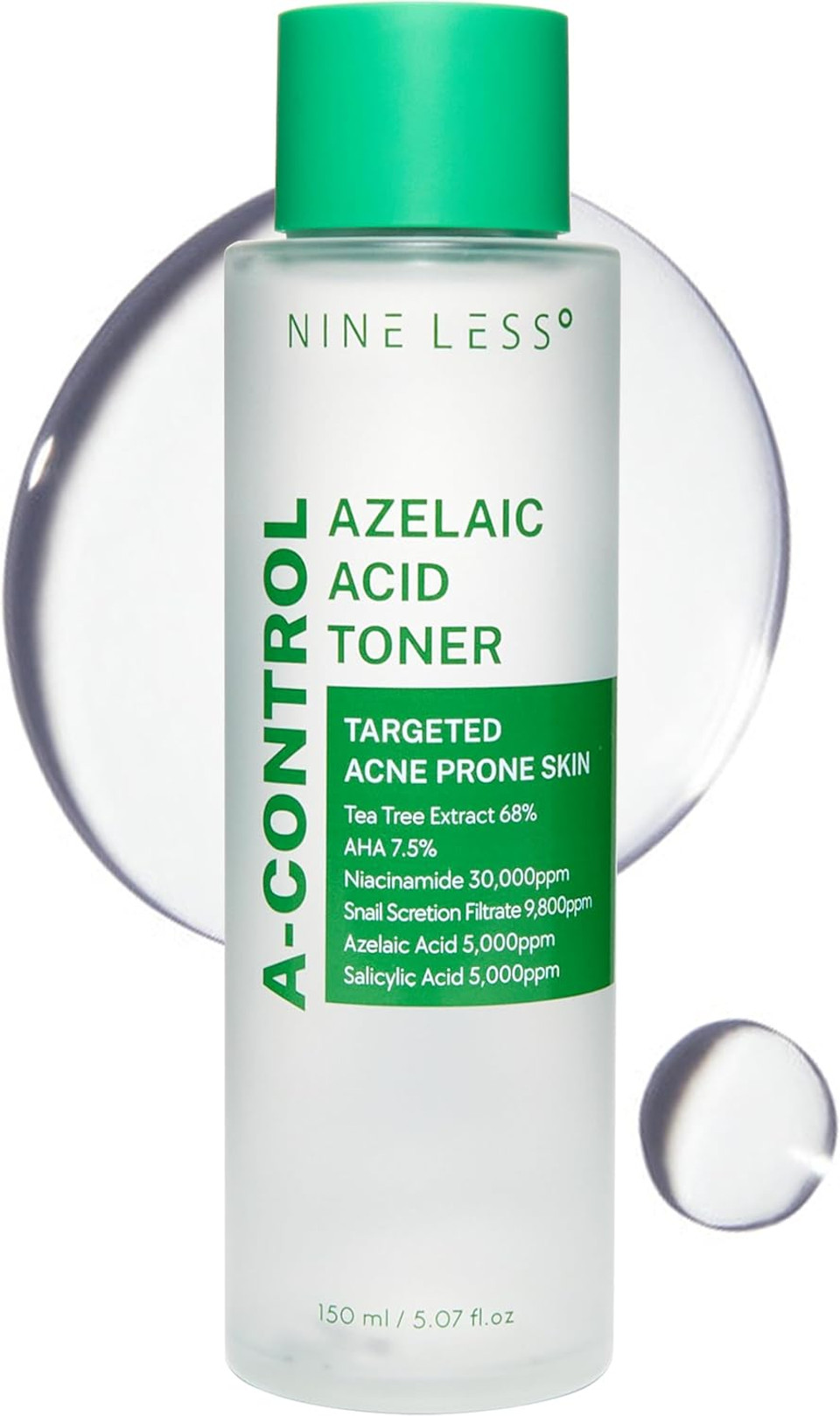 Azelaic Acid Toner  Korean Mild Exfoliating Skin Prep For Acne-Prone Skin  Salicylic Acid For Pores  Calming, Refreshing, Purifying, 5.07 Fl.Oz