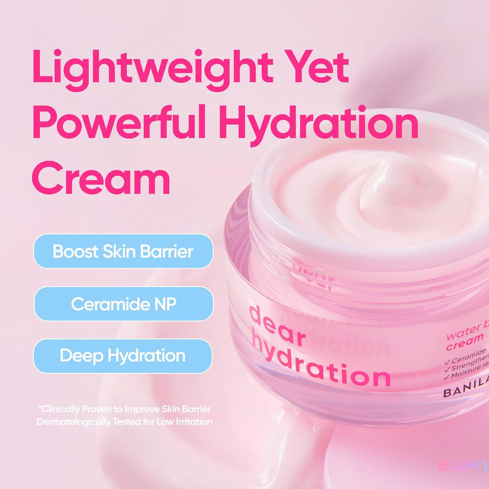 Banila Co Dear Hydration Water Barrier Cream | Lightweight Moisturizer For Soft Skin | Improve Skin Barrier With Ceramide | Dermatologist Tested (50Ml / 1.69 Fl Oz)