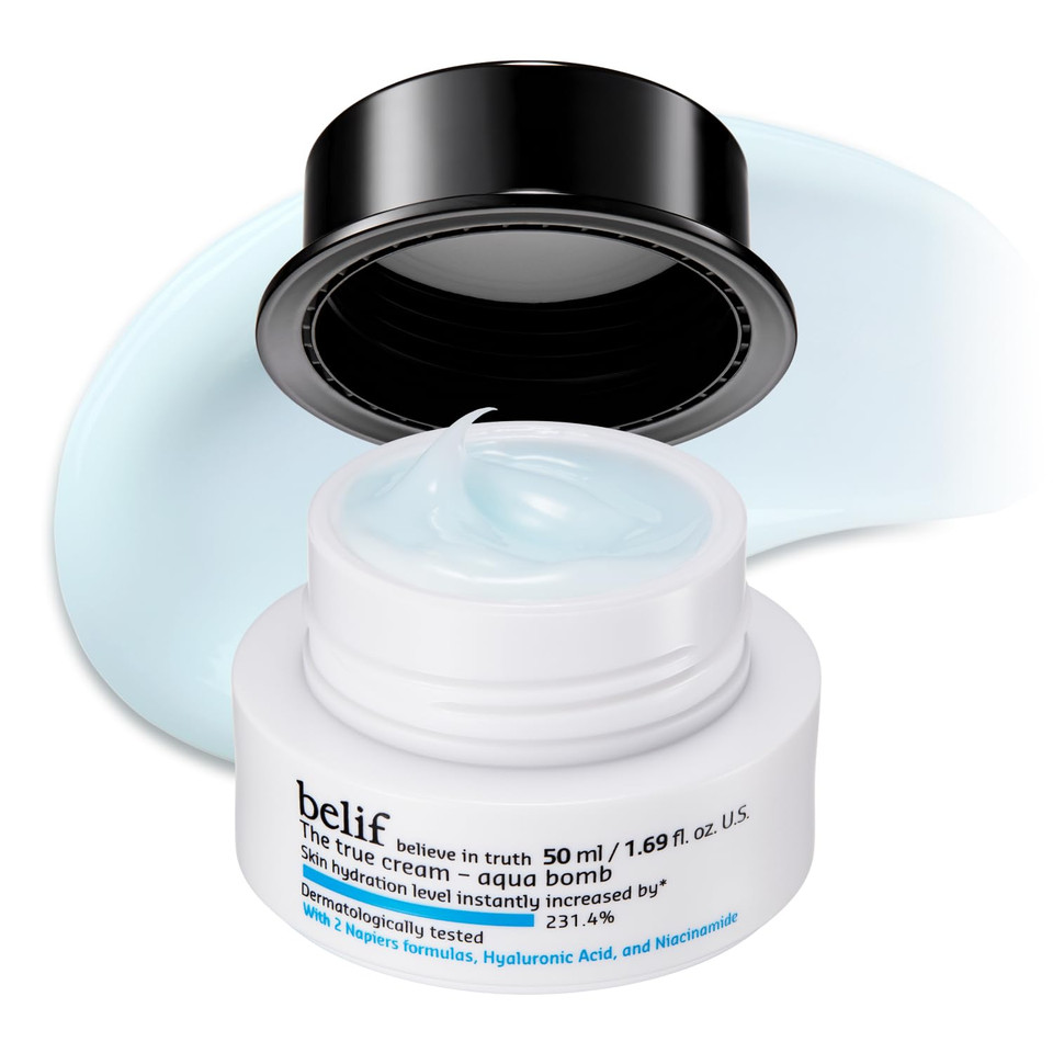 Belif Aqua Bomb  Daily Niacinamide Hydrating Moisturizer, Lightweight Plumping Facial Cream With Hyaluronic Acid & Squalane, Cooling Effect, Anti-Aging, Korean Skincare, 1.68 Fl Oz (50Ml)
