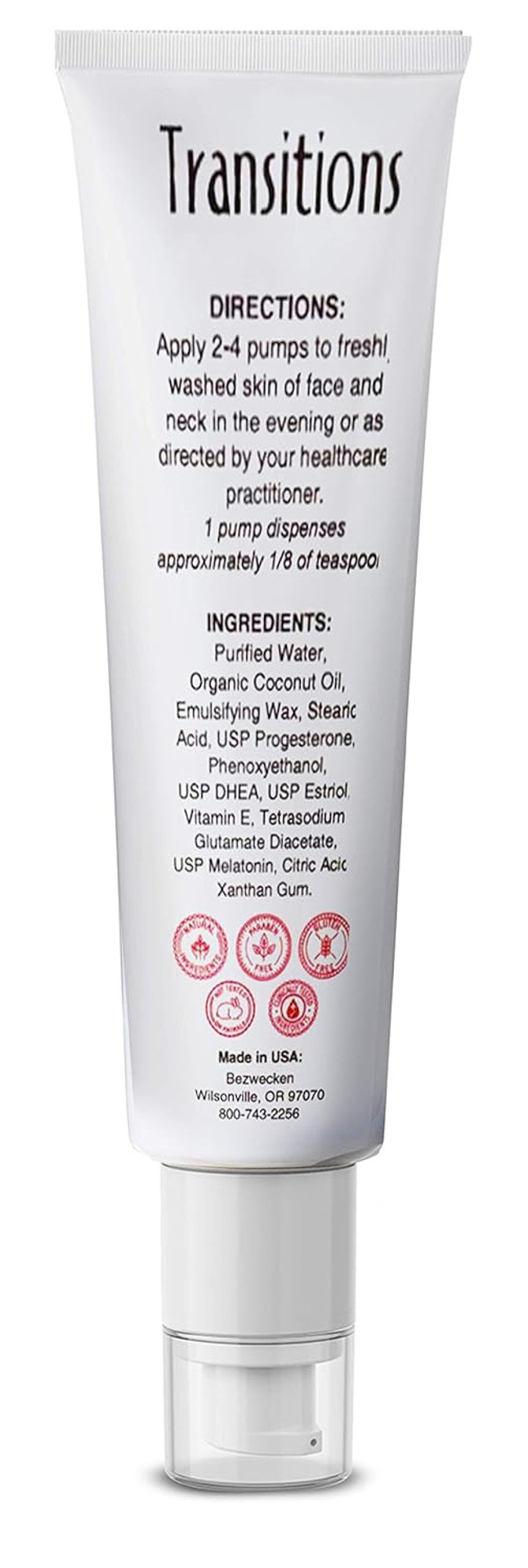 Bezwecken - Transitions - 2Oz Crème - Professionally Formulated Topical Wrinkle Treatment For Face & Neck - Safe, Natural, Paraben Free - 30 Day Supply