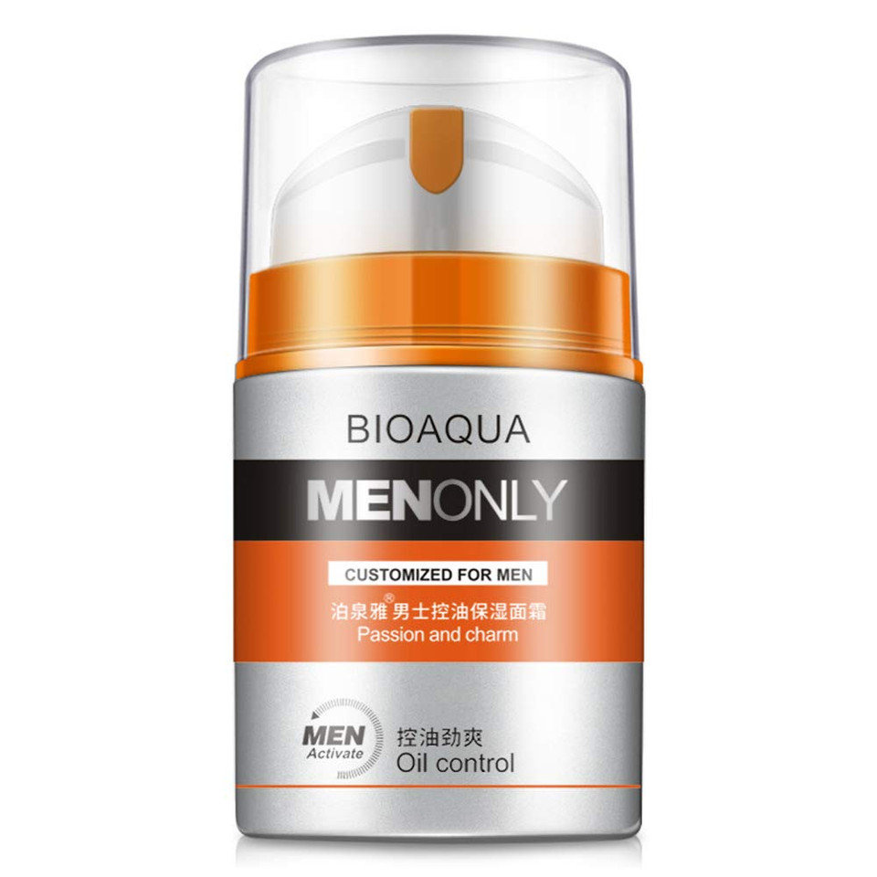 Bioaqua Men ?lean Pores Skin Face Cream Controls Sebum Hydro-Lipid Skin Oil Balance Nourishes Feeling Of Freshness 50G