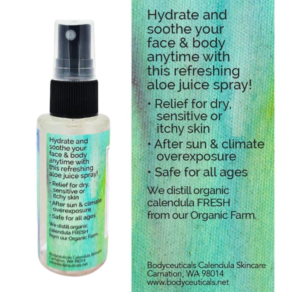 Calendula And Aloe Hydrating Facial Mist With Organic Aloe Vera And Calendula  Vegan, Non-Gmo  2 Oz Spray Bottle