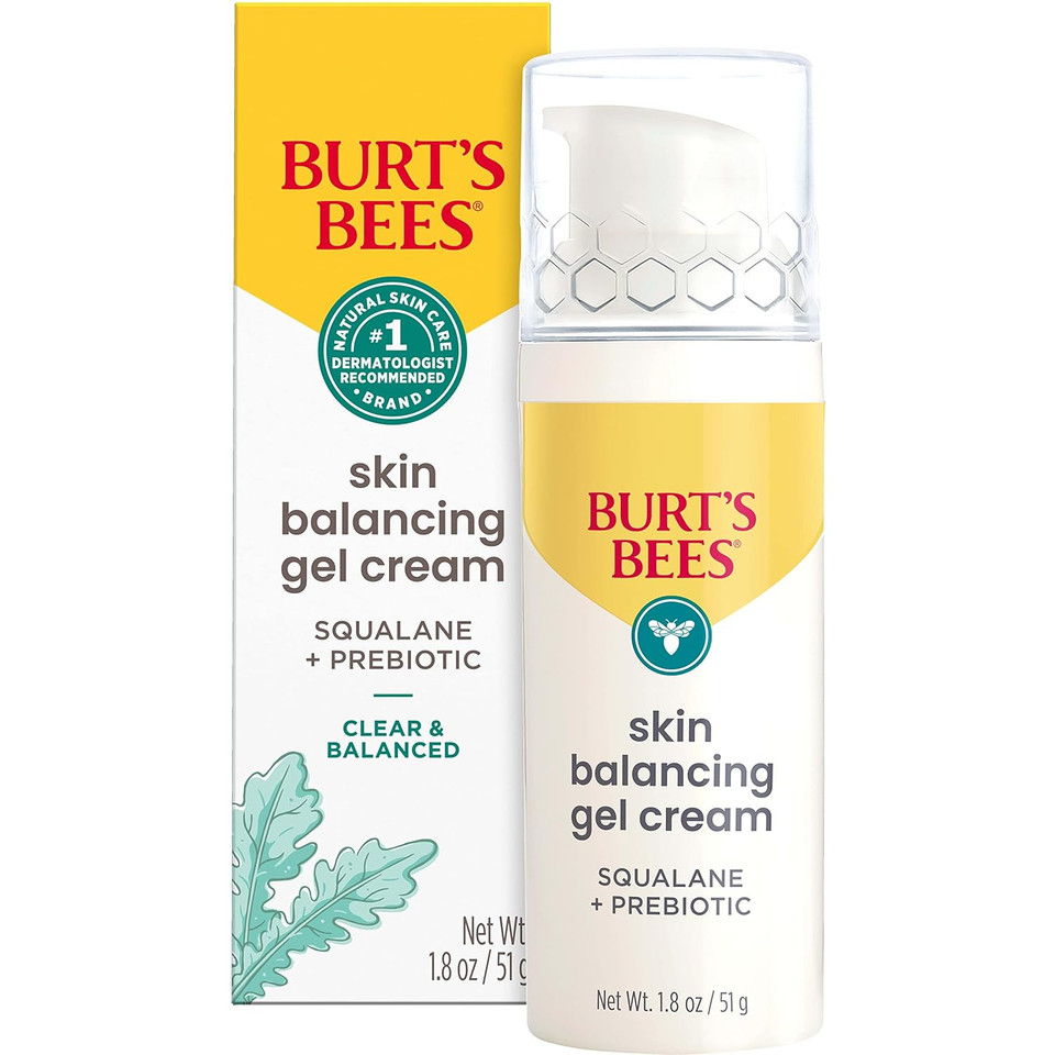BurtS Bees Clear And Balanced Skin Balancing Gel Cream With Squalane And Prebiotic, Gel Moisturizer For Breakout-Prone Skin, 1.8 Oz. Bottle