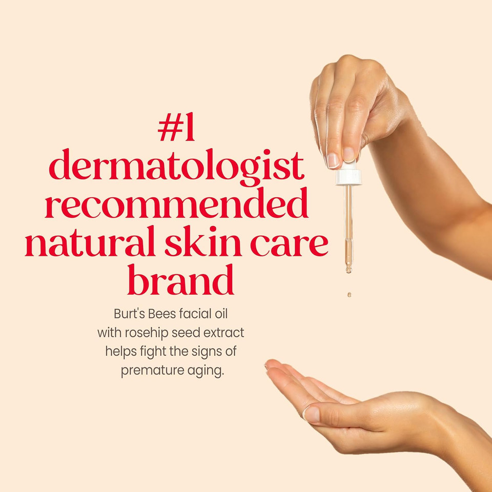 Burt'S Bees Gua Sha Face Oil With Rosehip Seed Extract, Reduces Appearance Of Fine Lines And Wrinkles, Use With Ice Roller & Facial Tools, Natural Origin Skin Care, 0.51 Fl. Oz