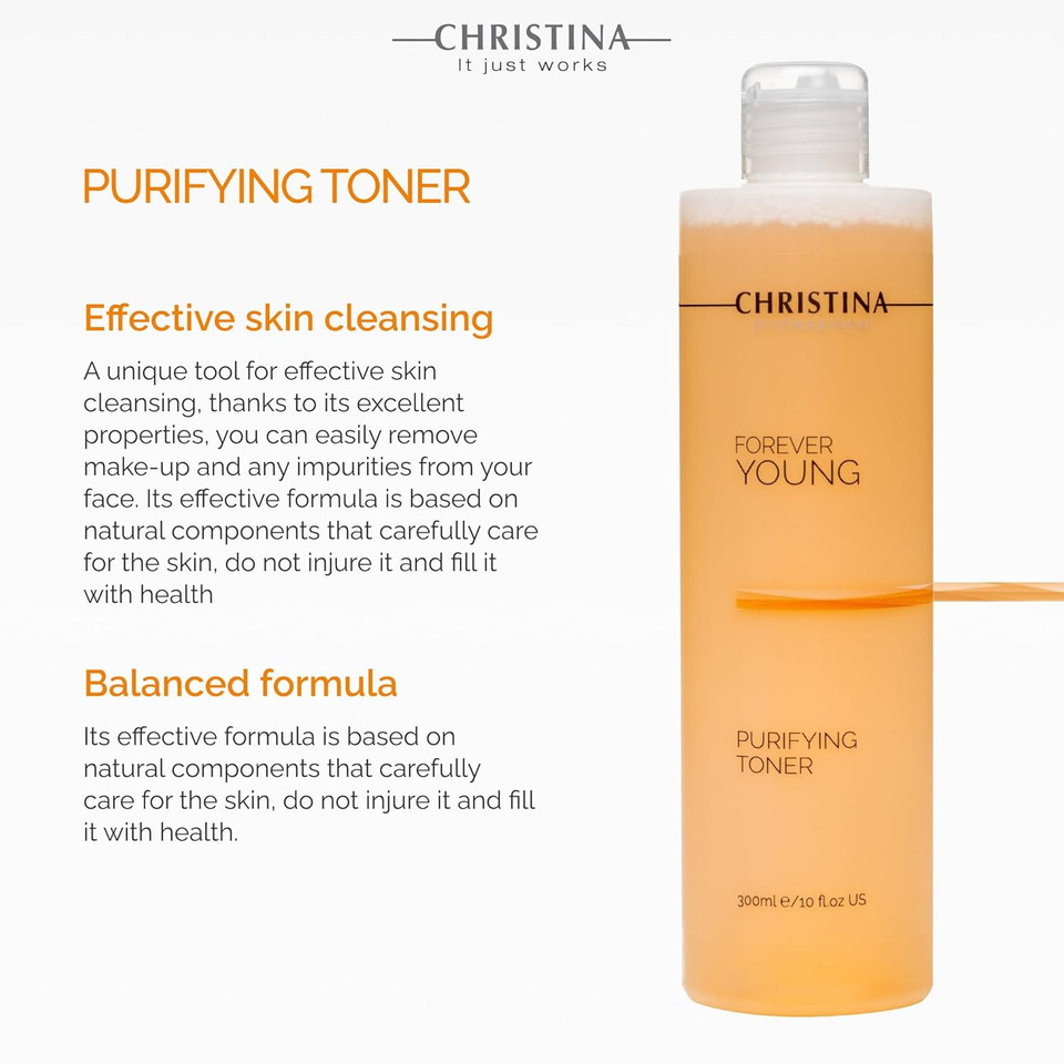 Christina Forever Young Balanced Ph Toner For Face | Witch Hazel Facial Toner | Skin Purification And Refreshing Toning | Gentle Hydration And Effective Formula 300Ml