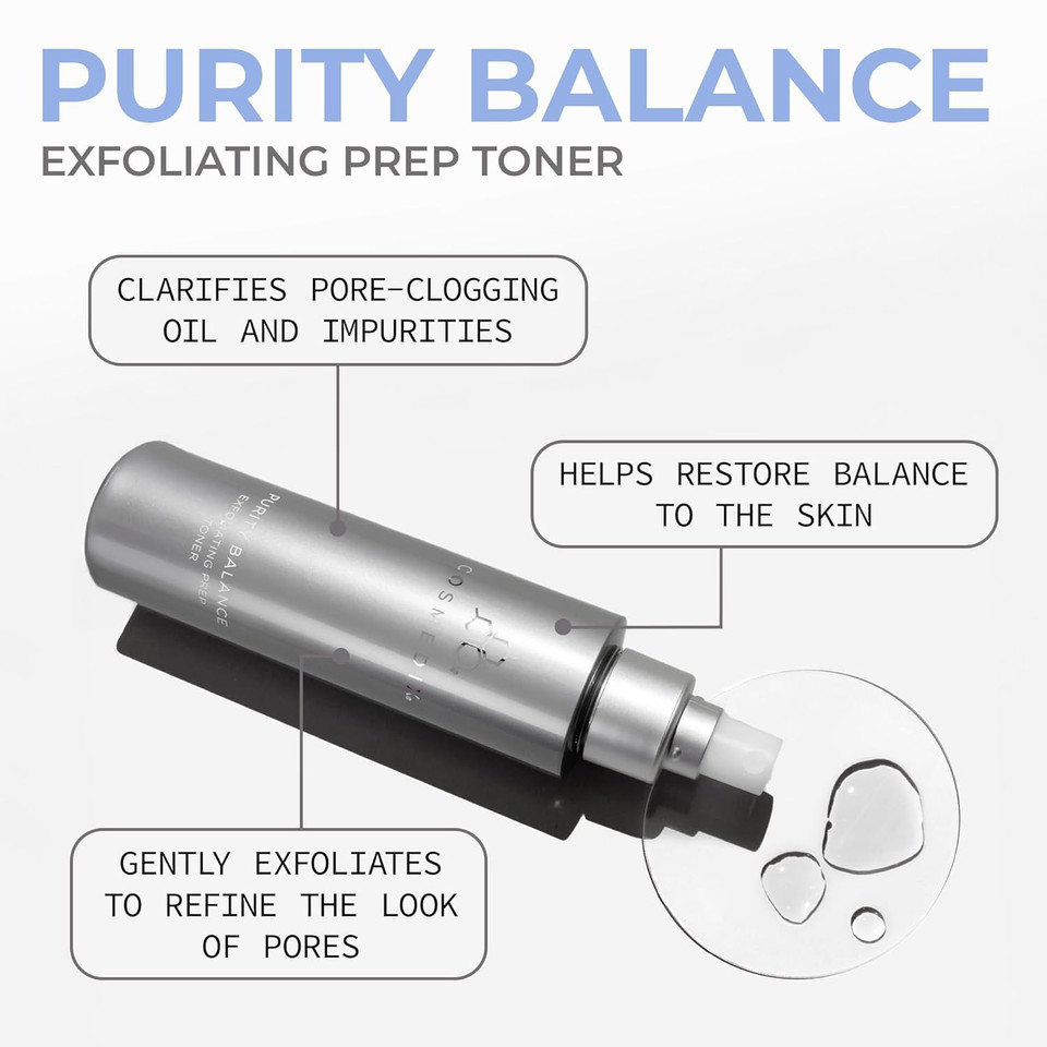 Cosmedix Purity Balance Exfoliating Prep Face Toner - Hydrating Facial Toner For Acne-Prone Skin, Fine Lines & Wrinkles - Deep Cleansing Skin Care For Brighter & Fresh-Looking Skin, Gluten Free