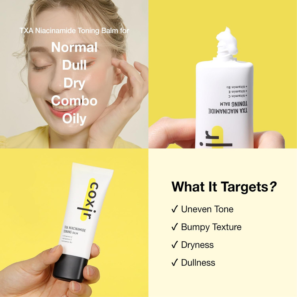 Coxir Txa Niacinamide Toning Balm | Tranexamic Acid, Vitamin C | Even Skin Tone, Hydrating, Moisturizer, Korean Skin Care,Toning Cream,Perfect Toning Cream For Summer[40Ml/1.35 Fl.Oz]