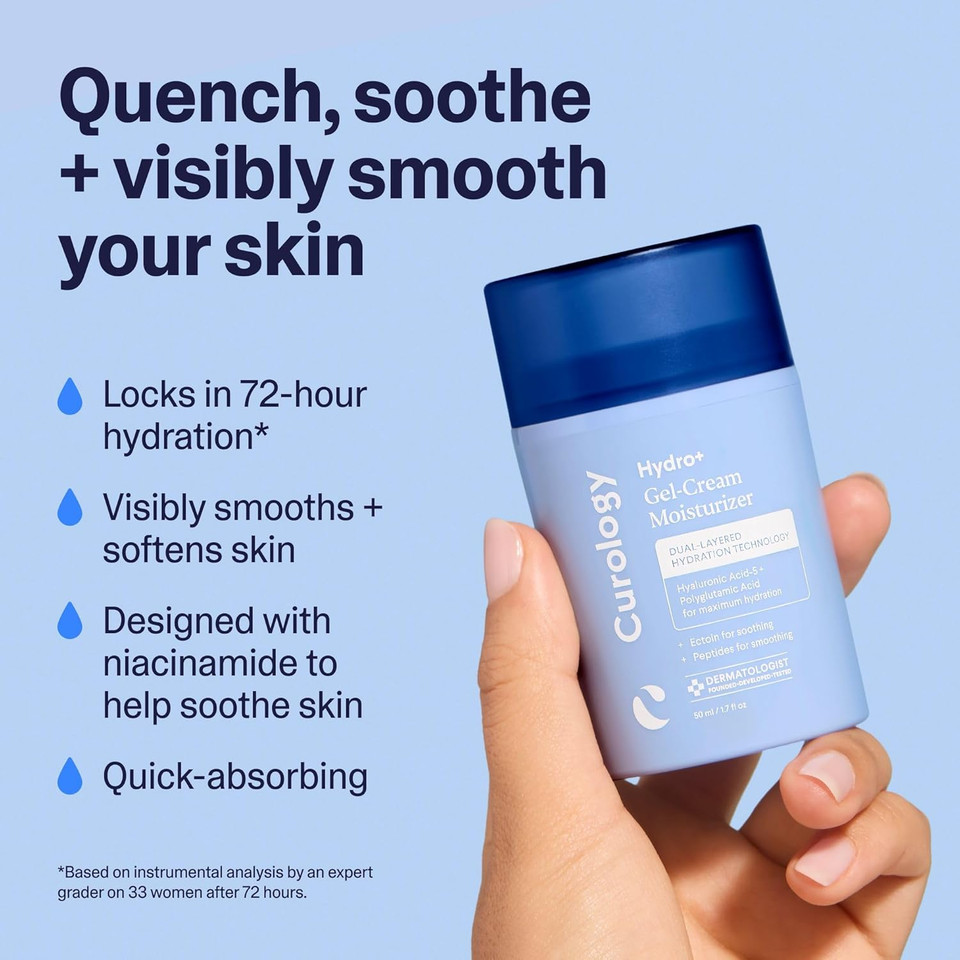 Curology Hydro+ Gel Cream Moisturizer, Lightweight Face Lotion For Sensitive Skin, 1.7 Fl Oz