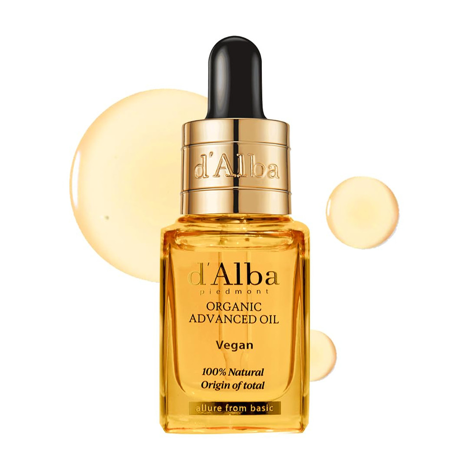 D'Alba Piedmont Organic Advanced Oil, 100% Vegan Plant-Based Ingredients, Hydrating (0.58 Oz.)