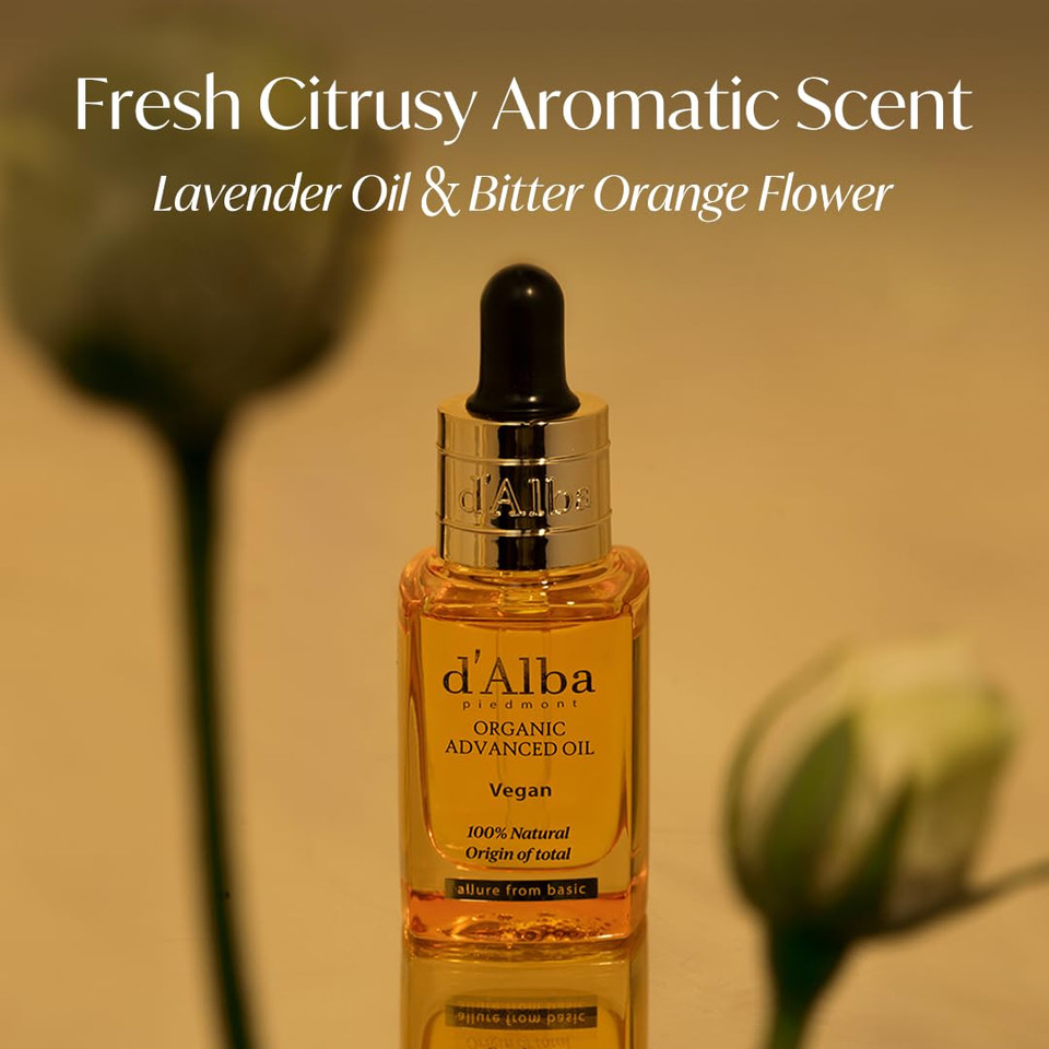 D'Alba Piedmont Organic Advanced Oil, 100% Vegan Plant-Based Ingredients, Hydrating (0.58 Oz.)