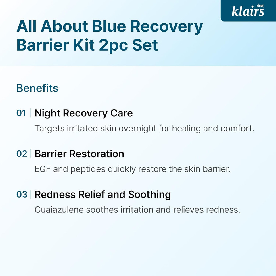 Dearklairs] After-Sun Care Duo Kit, Midnight Blue Calming Cream + Egf Blue Drop Set, Soothing, Fast Absorbing, Light Texture For Easy Use, Sensitive Skin Friendly