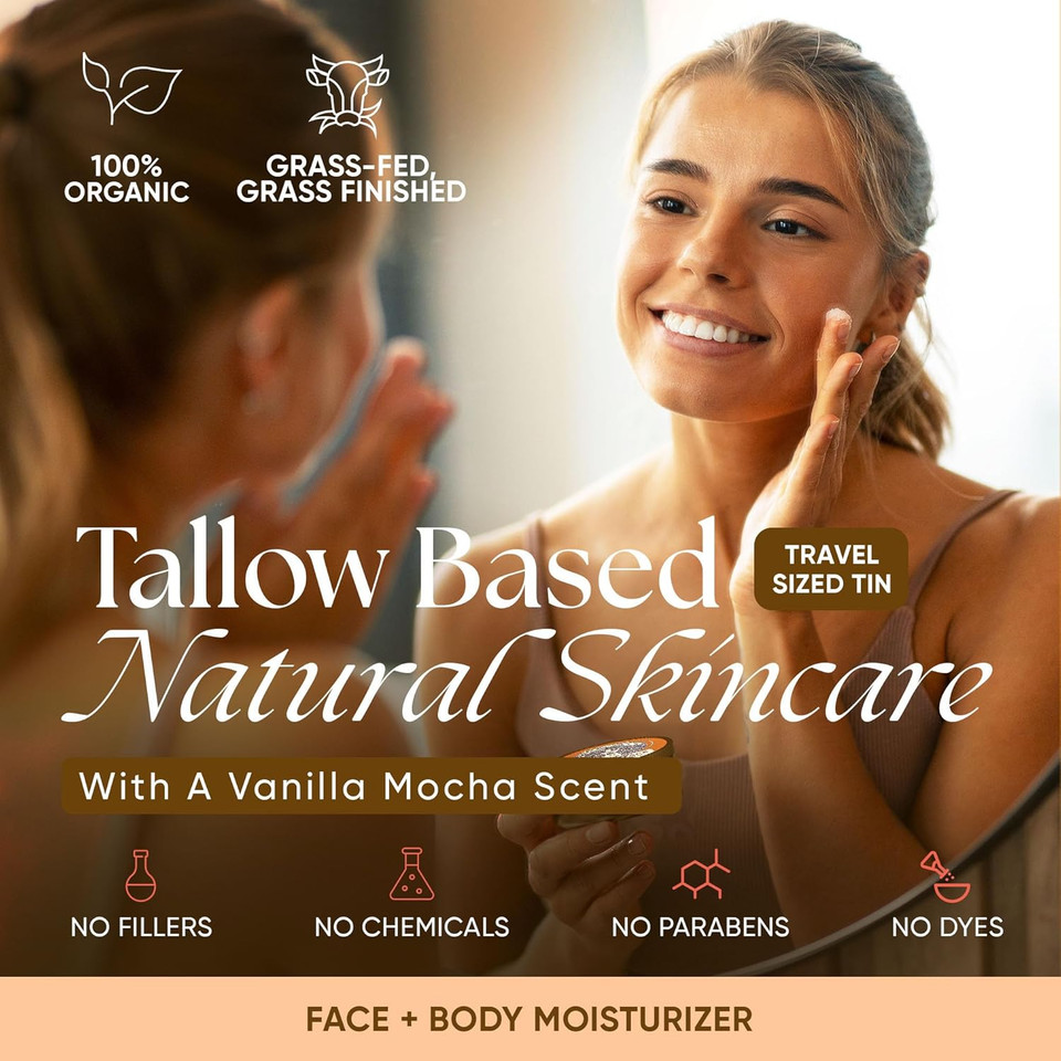 Eat My Face Tallow Quick Absorb Moisturizer  4.0 Fl Oz, Non-Greasy Grass Fed Pure Beef Tallow Vanilla Cream For Face, Neck & Body - Natural Vanilla Scent Moisturizer For All Skin Types, Made In Usa