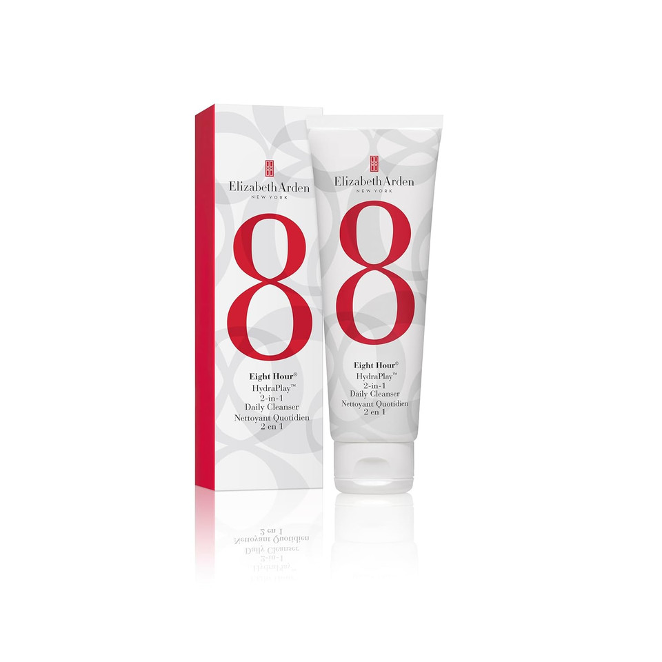 Elizabeth Arden Eight Hour Hydraplay 2-In-1 Daily Gentle Cleanser And Pore Minimizer Mask, Hydrating Face Wash With Kaolin Clay & Glycerin, Non-Comedogenic, Vegan, For All Skin Types, 4.2 Oz
