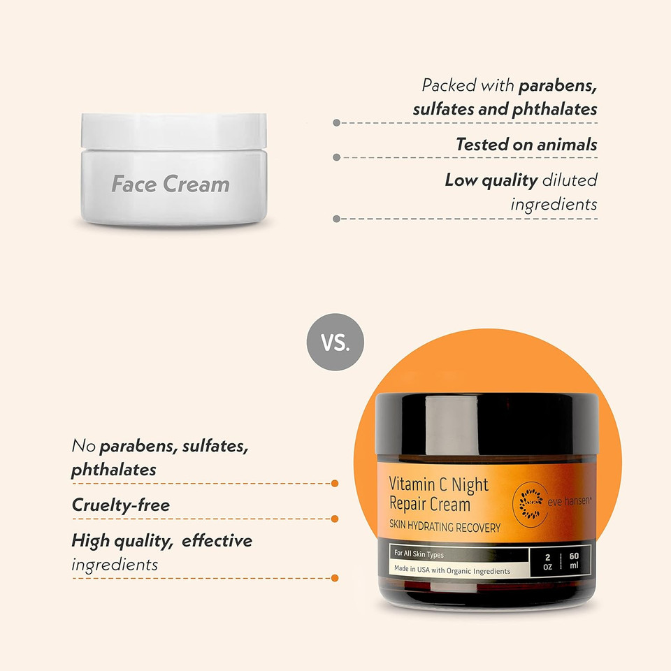 Eve Hansen Vitamin C Night Cream For Face And Neck - Hydrating, Brightening, Anti-Aging Moisturizer For Mature, Dry Skin - Non-Greasy - 2 Oz Eve Hansen Vitamin C Night Cream For Face And Neck - Hydrating, Brightening, Anti-Aging Moisturizer For Mature, Dry Skin - Non-Greasy - 2 Oz