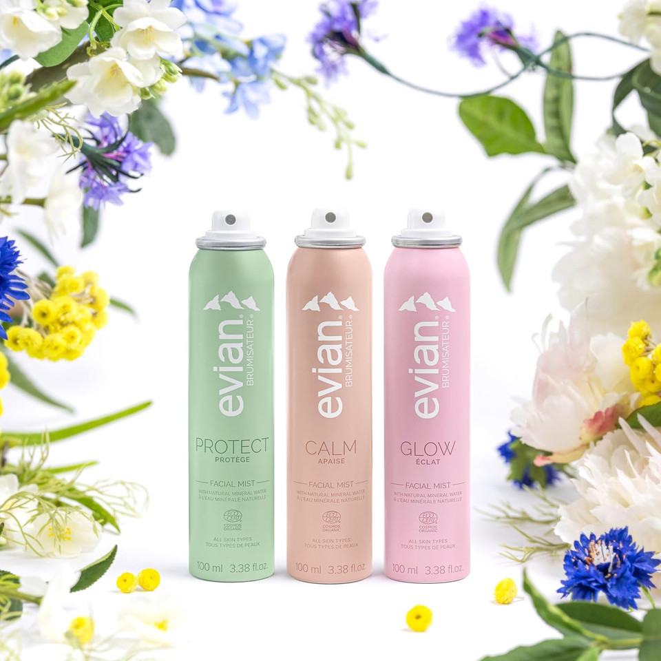 Evian Calm Facial Mist | Hydrating Mineral Water Face Spray With Aloe & Jasmine | Calming Toner Mist For Sensitive Skin | Travel Facial Spray To Hydrate, Refresh, & Calm Skin Anytime