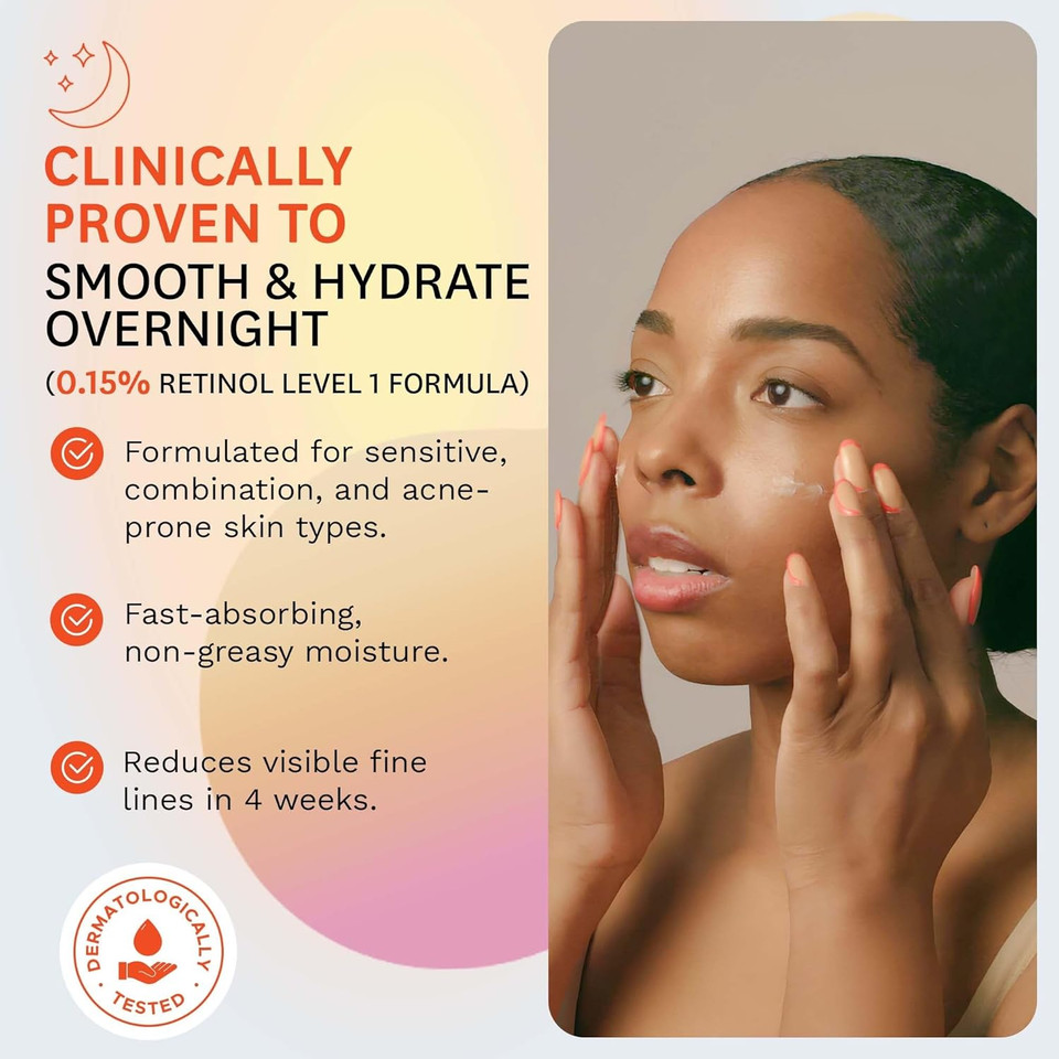 Fig.1 Retinol Night Cream Refill | Face Hydrating Moisturizer With Retinol & Squalane | Night Cream For Women With Sensitive Skin | Dermatologist-Tested Wrinkle Reduction | Level 1 Of 3, 50Ml