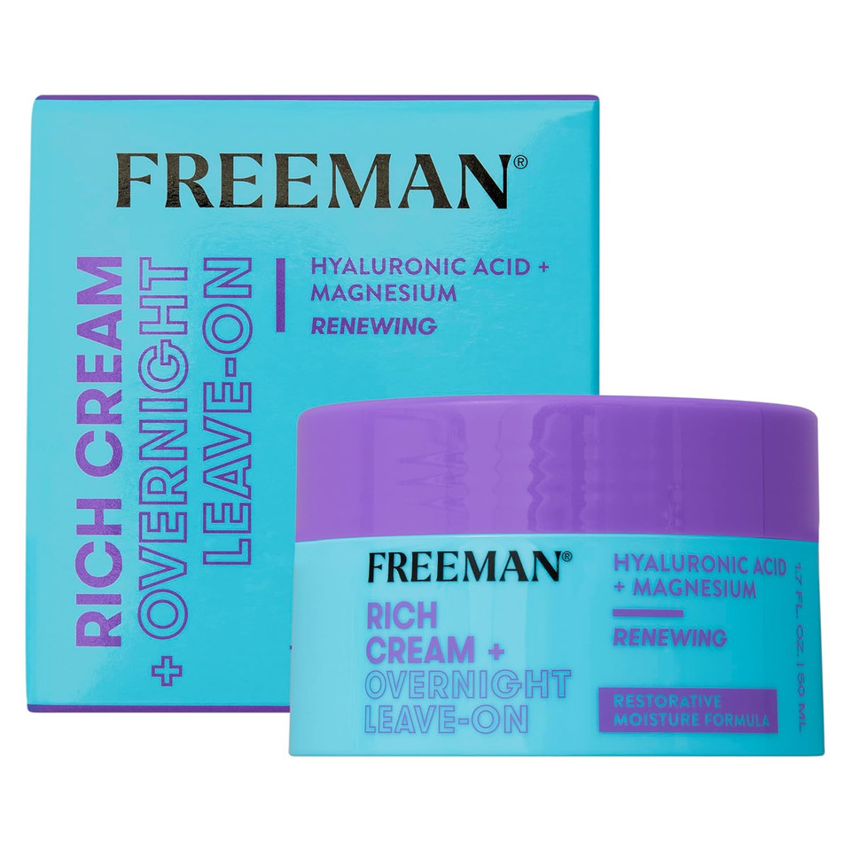 Freeman Rich Cream + Overnight Leave-On, Moisturizing Face Mask, Facial Mask For Dry Skin, Face Cream Infused With Magnesium & Hyaluronic Acid To Hydrate & Soothe Skin, 1.7 Fl.Oz./ 50 Ml Jar Freeman Rich Cream + Overnight Leave-On, Moisturizing Face Mask, Facial Mask For Dry Skin, Face Cream Infused With Magnesium & Hyaluronic Acid To Hydrate & Soothe Skin, 1.7 Fl.Oz./ 50 Ml Jar