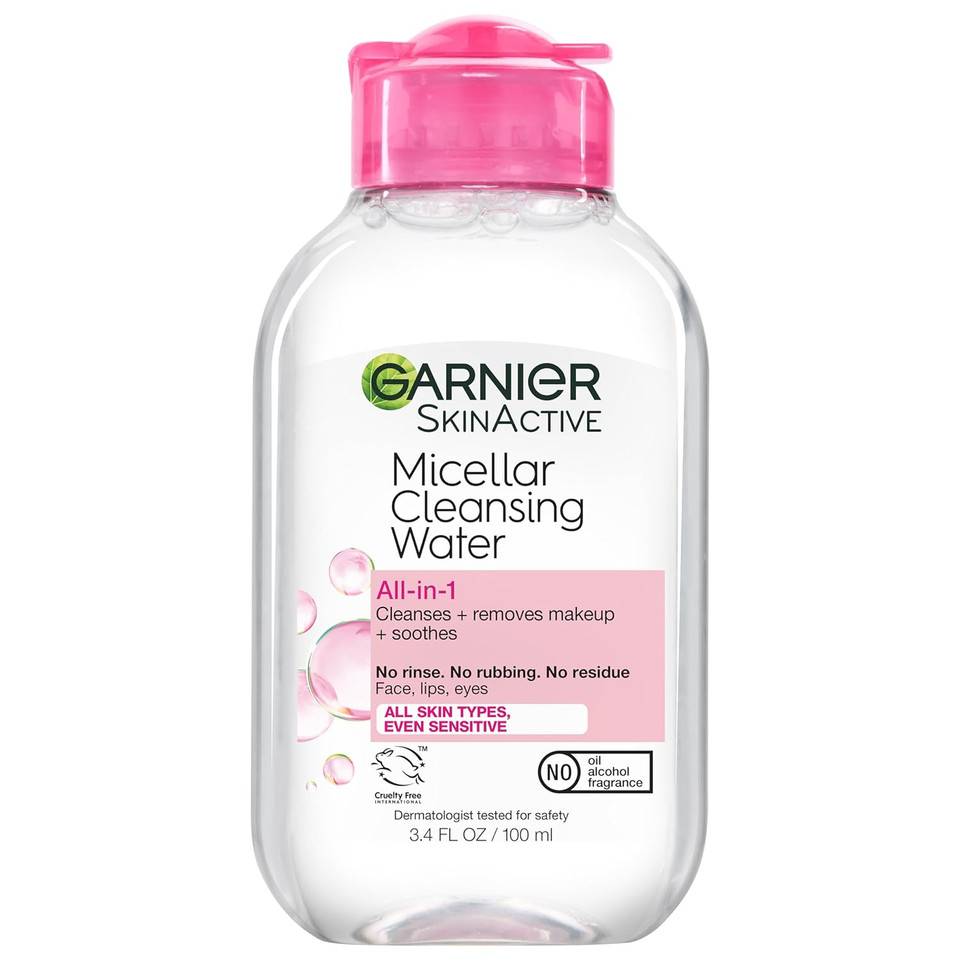 Garnier Micellar Water Travel Size Take-Off Kit, All-In-1 Facial Cleanser & Makeup Remover, Mini All-In-1 Micellar + Mini Remover For Waterproof Makeup