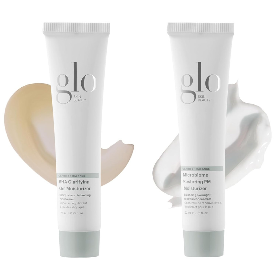 Glo Skin Beauty Clear Skin Hydration Duo Travel Size Skincare Set Includes Bha Clarifying Gel Moisturizer + Microbiome Restoring Pm Moisturizer  For Clear Skin On The Go
